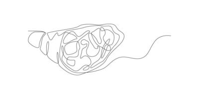 Continuous one line sketch drawing of pork knuckle vector