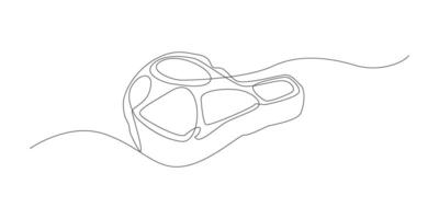 Continuous one line drawing of meat veal, pork, beef, veal steak grill bbq concept on a white background vector