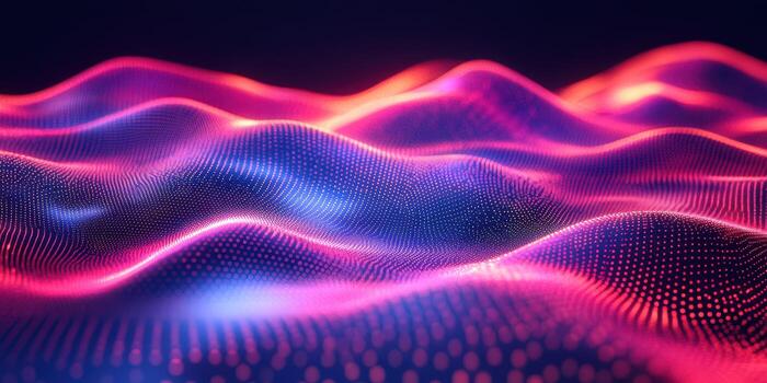 Wave-like digital landscape with vibrant hues created by light and texture in a futuristic aesthetic photo