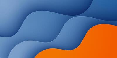 Abstract 3D background with blue and orange realistic wave pattern. Fluid background design. vector