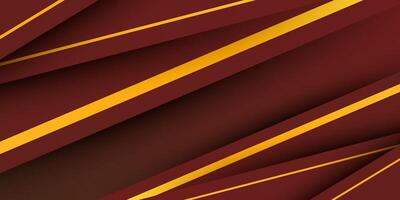 Abstract 3D overlap brown background. Simple design with gold lines pattern. vector