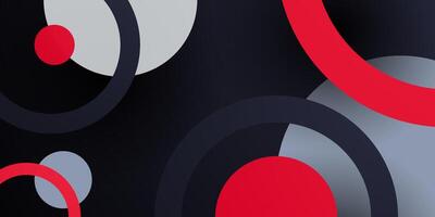 Abstract dark 3D background with gray, red, and black color design. Simple and modern circle shapes pattern. vector