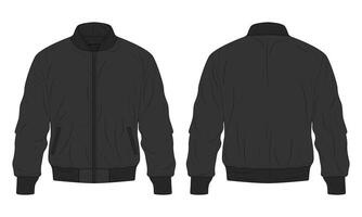 Black bomber jacket template front and back view vector