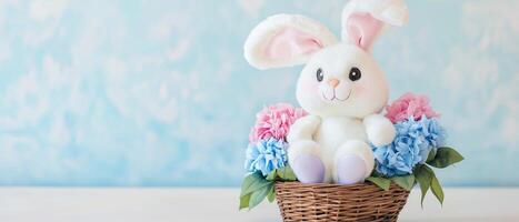Easter Bunny Toy In Flower Basket photo