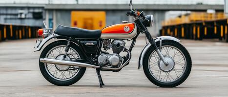 Vintage Motorcycle, Classic Style, Close Up View photo