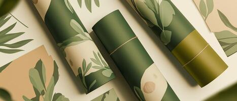 Green Botanical Patterned Wrapped Object Mockup photo