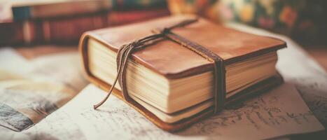 Vintage Leather Journal With Tie Closure photo
