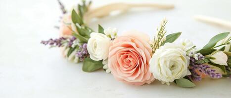 Elegant Floral Crown On White Background photo