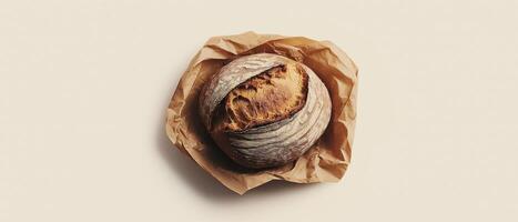 Fresh Round Bread In Paper photo