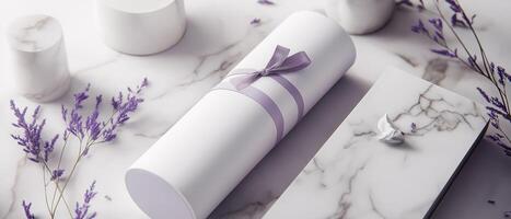 Elegant Gift Scroll With Lavender Accents photo