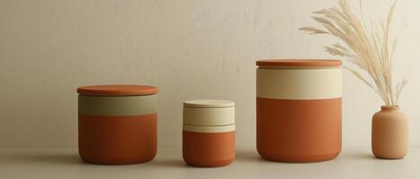 Terracotta Storage Jars With Lids-Still Life photo