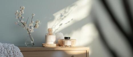 Neutral Interior With Diffusers And Flowers photo