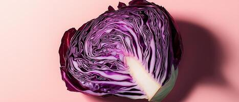 Red Cabbage Cut In Half, Top View photo