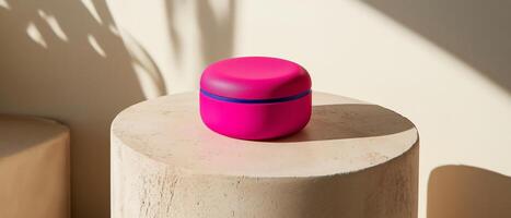 Bright Pink Cream On Stone Surface photo