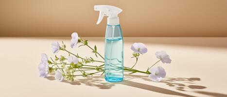 Spray Bottle With Flowers Still Life photo