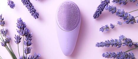 Facial Cleansing Brush With Lavender Flowers photo