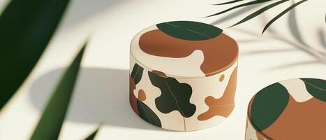 Patterned Pouf In A Tropical Setting photo