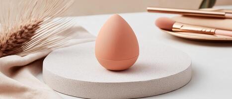Beauty Sponge Display With Makeup Brushes photo