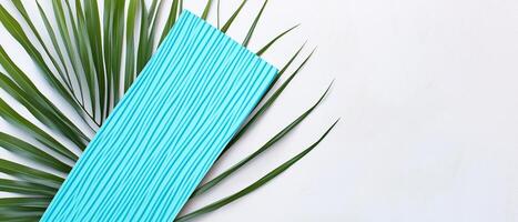 Blue Corrugated Card With Palm Leaf photo