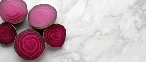 Sliced Beetroot on a Marble Surface photo