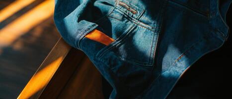 Jeans Pocket With Orange Material Detail photo