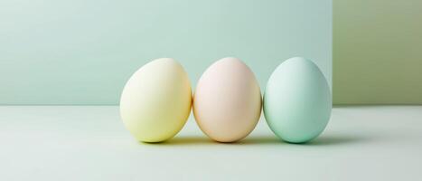 Pastel Colored Easter Eggs On Background photo