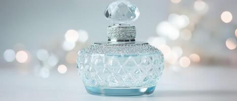 Elegant Glass Perfume Bottle With Bokeh photo