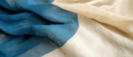 Blue And Beige Fine Woven Fabric photo