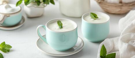Doogh, Iranian Yogurt Drink With Mint photo