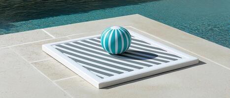 Striped Ball Near Swimming Pool's Drain photo
