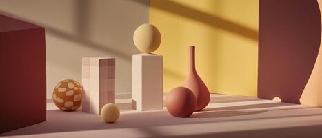 Geometric Still Life With Pastel Colors photo