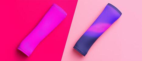 Colorful Arm Sleeves on Pink Background photo