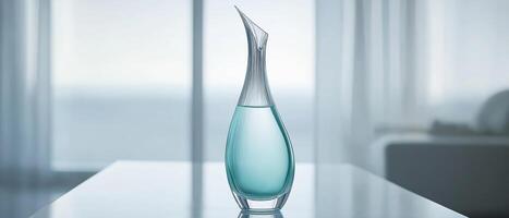 Elegant Clear Glass Vase With Blue Liquid photo