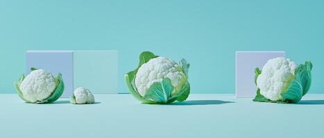 Caulifower Still Life On Turquoise Background photo