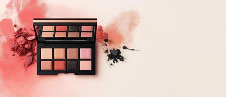 Eyeshadow Palette With Coral Powder Makeup photo