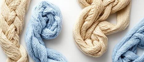 Braided Threads Pale Blue And Beige photo