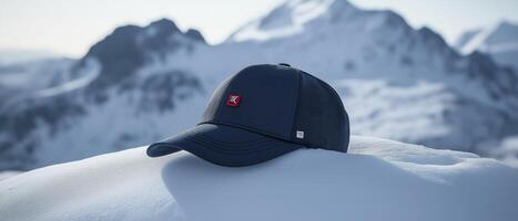Cap on Snowy Mountain Landscape photo