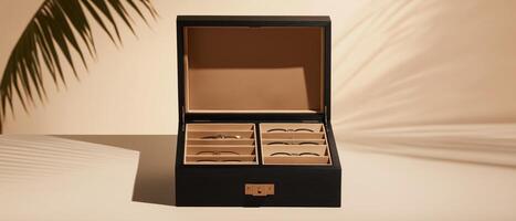 Elegant Black Sunglasses Storage Box photo