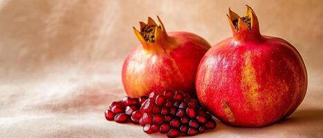 Pomegranates With Seeds On A Table photo