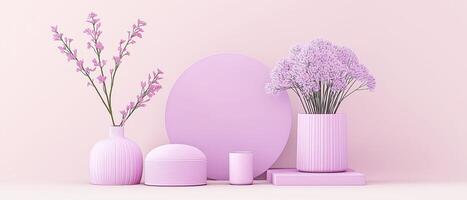 Pink Vases with Flowers and Shape photo