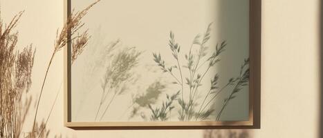 Dried Grass Shadow Art In Frame photo