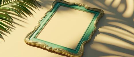 Ornate Frame With Palm Leaf Shadow photo