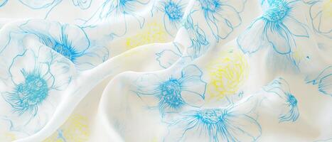 Blue And Yellow Floral Fabric Texture photo