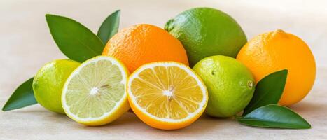 Fresh Citrus Fruit Arrangement Still Life photo