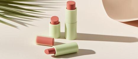 Lip Balm Tubes With Palm Leaves photo