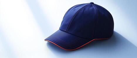 Blue Baseball Cap on Blue Background photo