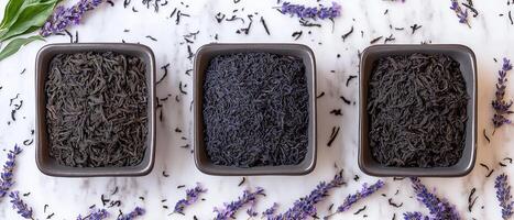 Three Bowls Of Black Tea Types photo