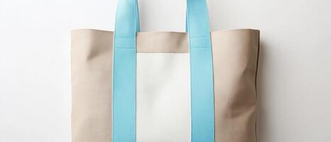 Canvas Tote Bag With Blue Handles photo
