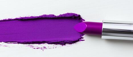 Purple Lipstick Swatch On White Background photo