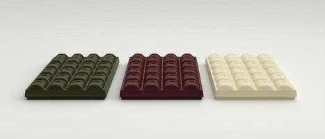 Three Chocolate Bars Different Colors photo